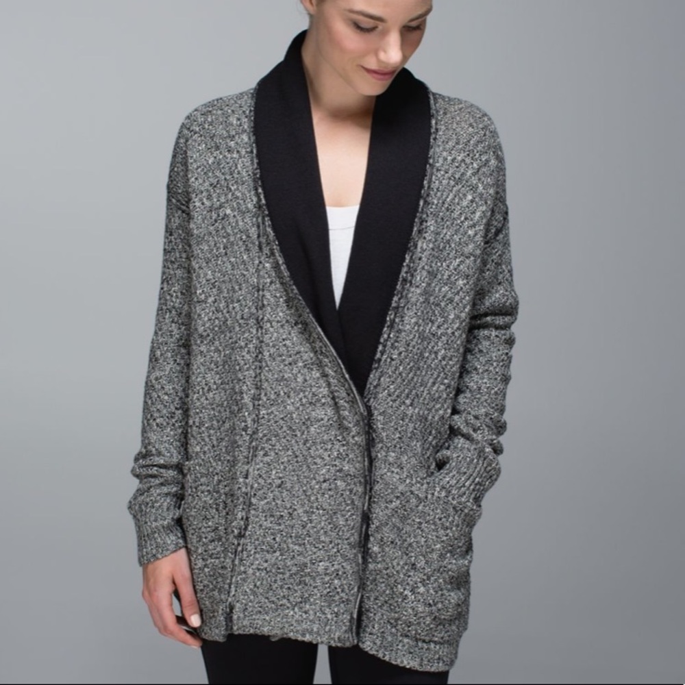 Lululemon Post Practice Cardigan Sweater Ghost Black